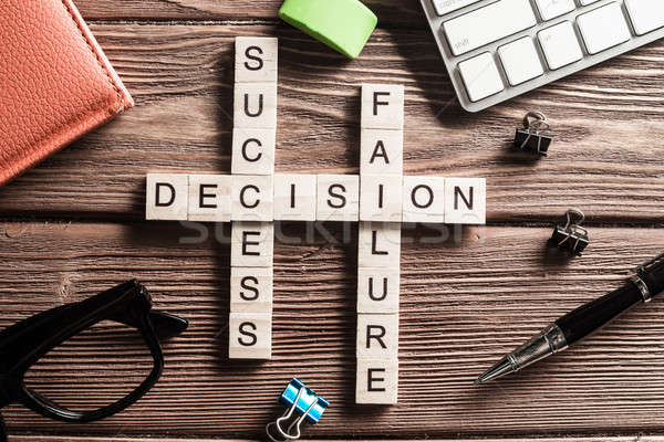 Conceptual keywords on wooden table with elements of game making crossword Stock photo © adam121