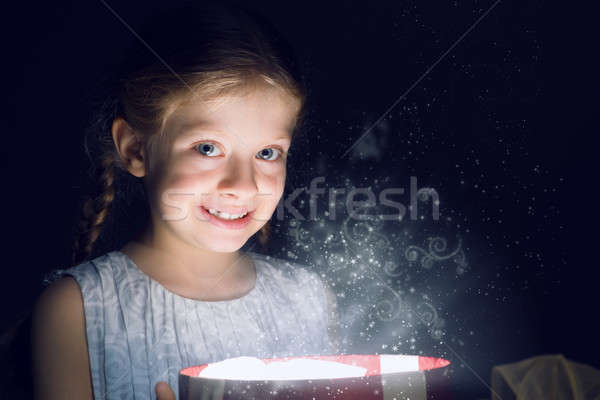 Natale ragazza finestra magia luce miracolo Foto d'archivio © adam121