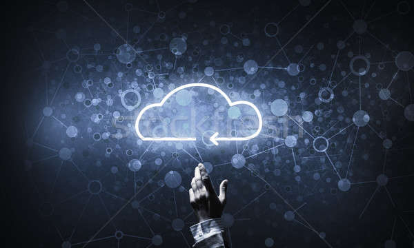 Tecnologia idéia ícone nuvem tocante mão Foto stock © adam121