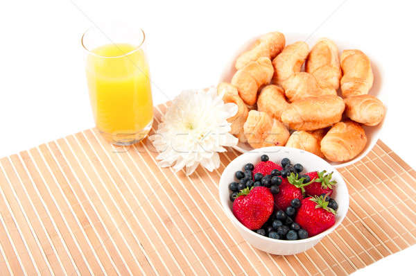 Breakfast with berries,orange juice and croissant Stock photo © adam121