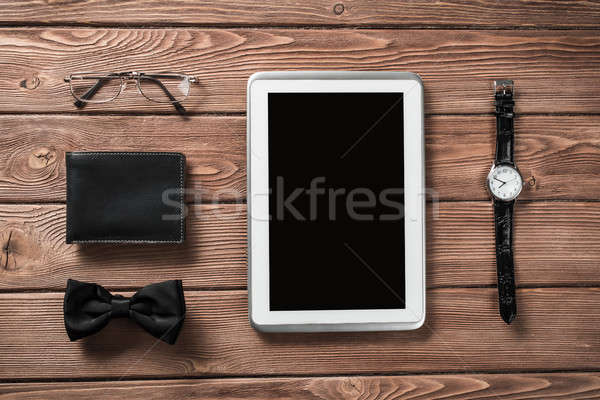 Hipster set on wooden table Stock photo © adam121