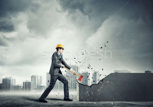 Engineer man break wall Stock photo © adam121