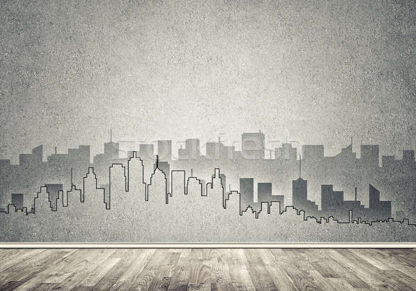 Város terv fal sziluett modern tájkép Stock fotó © adam121