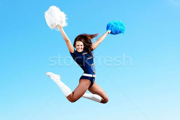 Cheerleader fille sautant ciel bleu mode Aller [[stock_photo]] © adam121