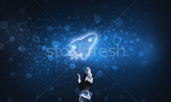 Stockfoto: Technologie · idee · raket · icon · aanraken