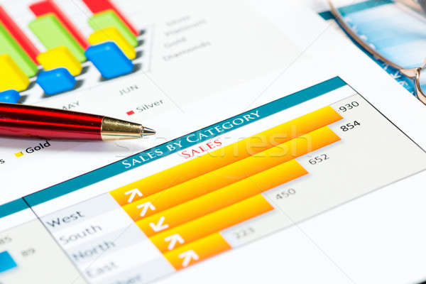 close-up of pen and financial growth charts Stock photo © adam121