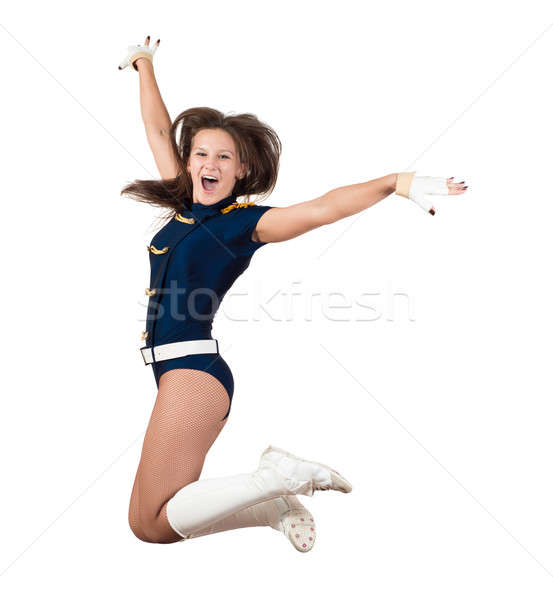 Mulher jovem saltando imagem isolado branco Foto stock © adam121