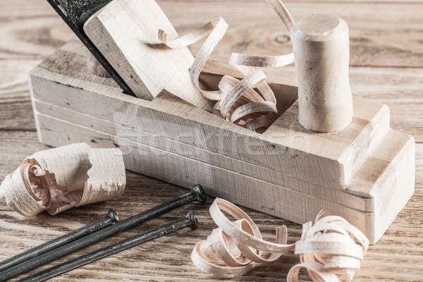 Wooden planer and filings Stock photo © adam121