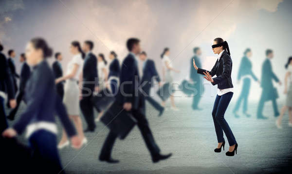 Jeunes yeux bandés femme façon sur foule [[stock_photo]] © adam121