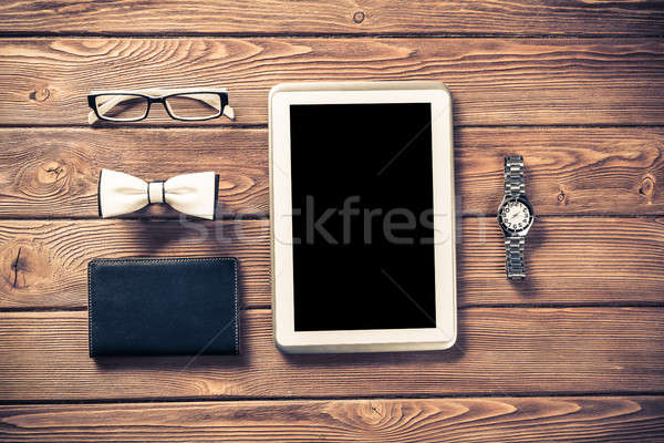 Hipster set on wooden table Stock photo © adam121