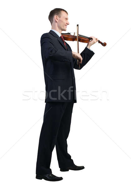 Om de afaceri joc vioară tineri izolat alb Imagine de stoc © adam121