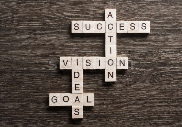 Success achieving business keywords collected of wooden cubes in crossword Stock photo © adam121