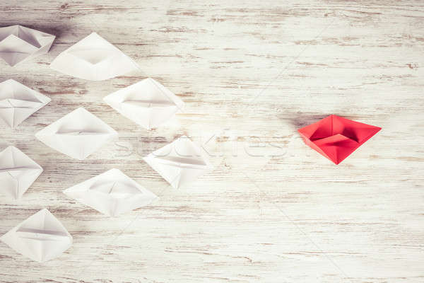 üzlet irányítás szett origami hajók fa asztal Stock fotó © adam121