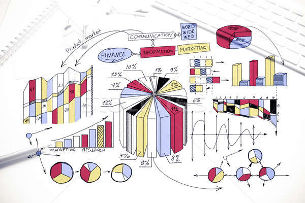 Plan profitable Business Farbe Geschäftsstrategie Skizze Stock foto © adam121