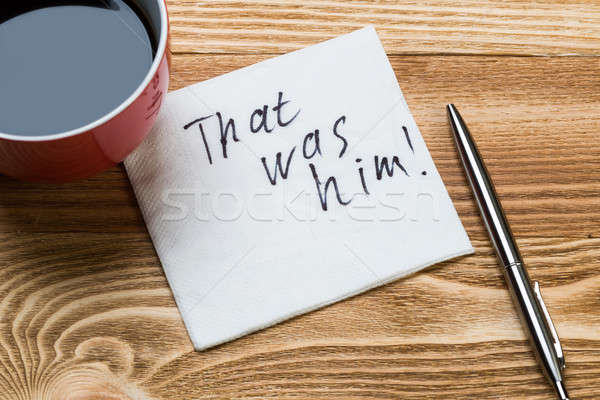 Romantikus üzenet írott szalvéta kávéscsésze toll Stock fotó © adam121