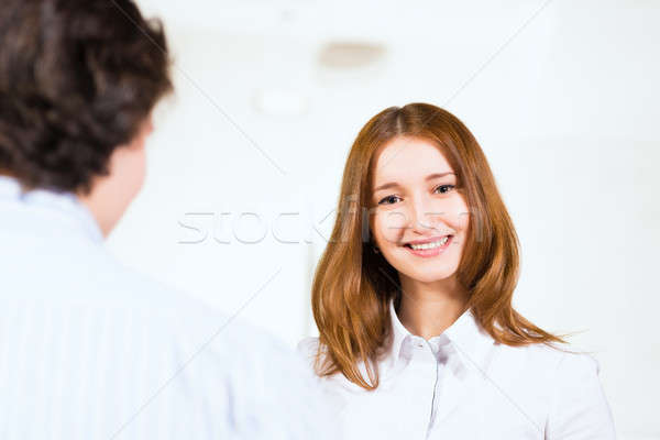 Attractive woman talking with a man Stock photo © adam121