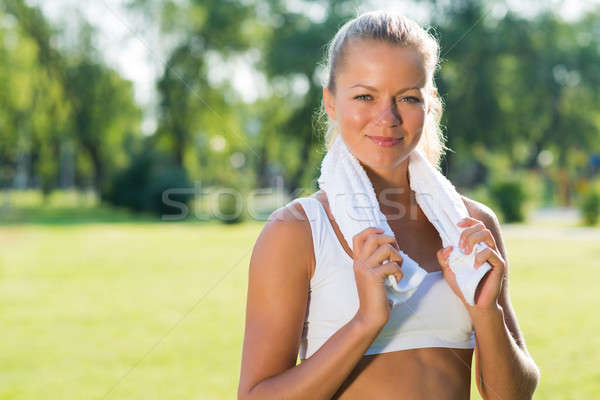 attractive woman with a white towel Stock photo © adam121