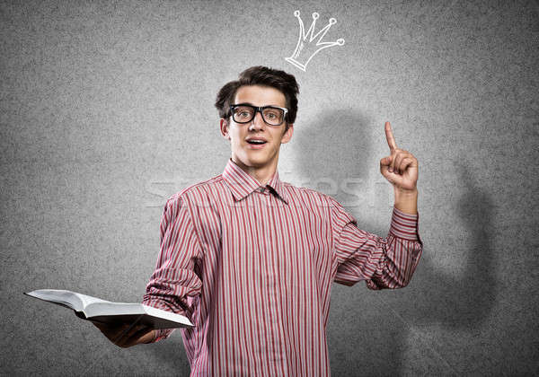 商业照片: 书呆子 ·书· 年轻 · 滑稽 · 男子 · 眼镜