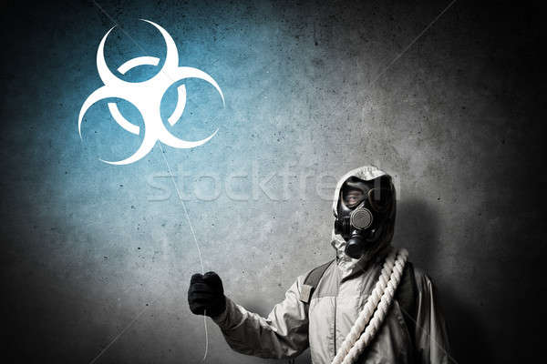 Stock fotó: Radioaktivitás · katasztrófa · férfi · léggömb · kezek · maszk
