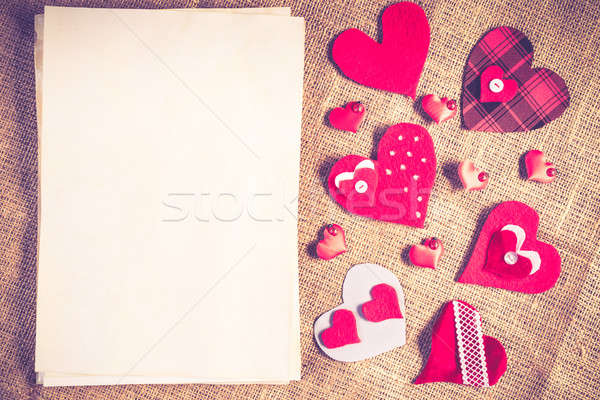 Do it yourself carte postale amour coeurs papier vierge Photo stock © adam121