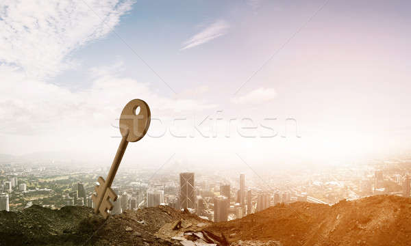 Conceptual background image of concrete key sign and natural lan Stock photo © adam121