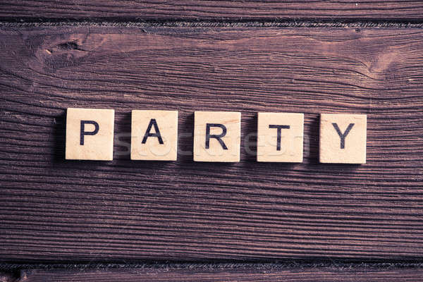 wooden elements with letter collected to word party Stock photo © adam121
