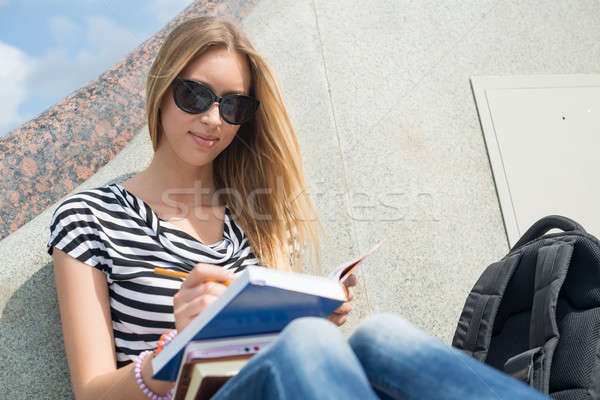 Stock photo: Student girl at staircase