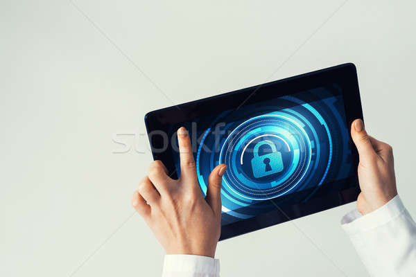 Close of female doctor hands working with tablet pc computer Stock photo © adam121