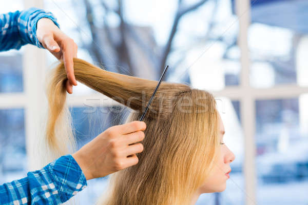 close up combing hair Stock photo © adam121