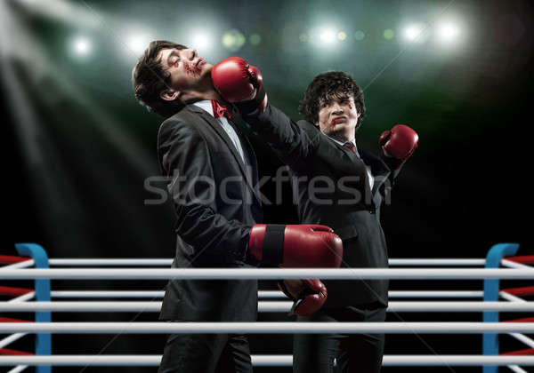 Stock foto: Business · Wettbewerber · zwei · Geschäftsmann · Boxhandschuhe · Ring