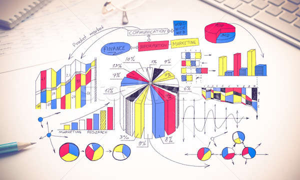 Plan profitable Business Farbe Geschäftsstrategie Skizze Stock foto © adam121