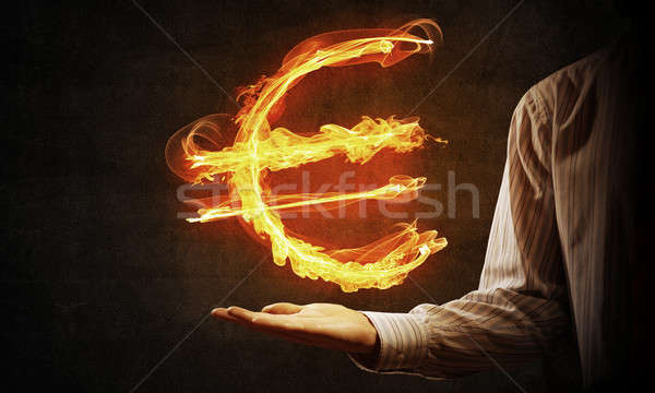 [[stock_photo]]: Euros · monnaie · feu · symbole · étroite · affaires