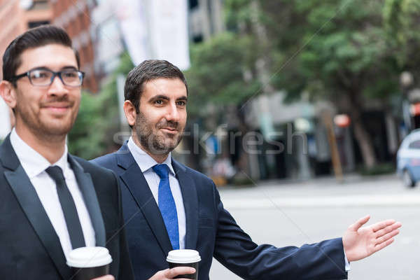 Empresarios taxi dos guapo coche Foto stock © adam121