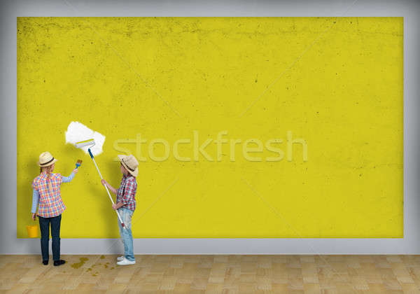 children paint roller wall Stock photo © adam121