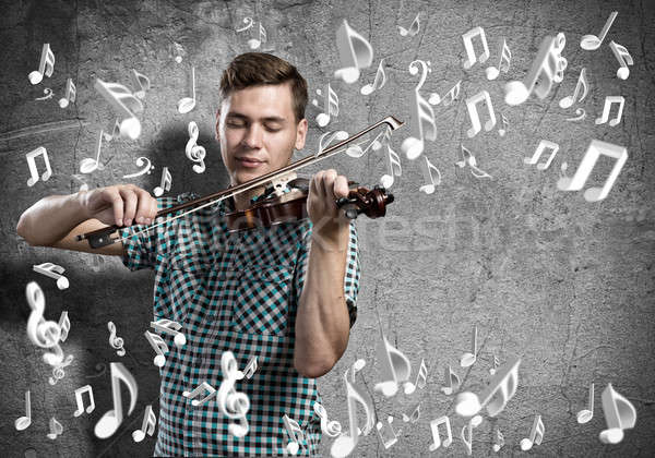 Homme violoniste jeune homme ciment jouer Photo stock © adam121