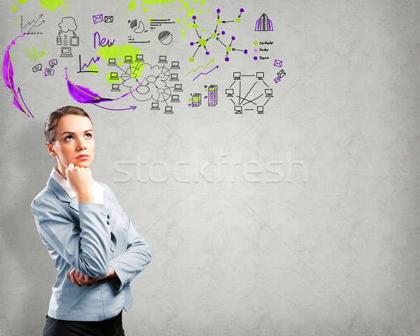 thinking business woman Stock photo © adam121