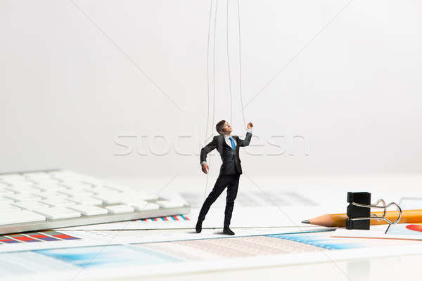 Foto stock: Empresario · títeres · muneca · escritorio · pasado · papelería