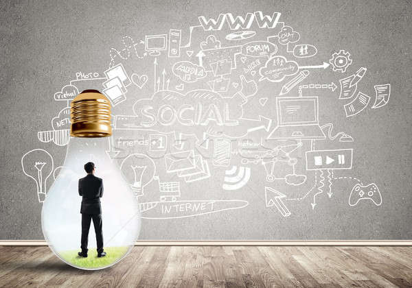 Businessman trapped in bulb Stock photo © adam121
