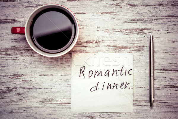 Romantische bericht geschreven servet beker koffie Stockfoto © adam121