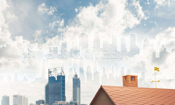 房地產 施工 側影 磚 房子 商業照片 © adam121