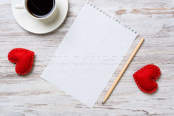 Walentynki filiżankę kawy notatnika farbują dwa Zdjęcia stock © adam121