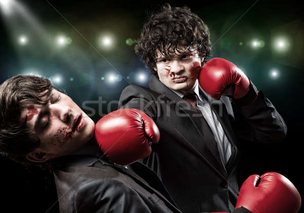 Affaires concurrents deux affaires gants de boxe anneau Photo stock © adam121