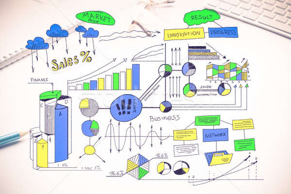 Plan profitable Business Farbe Geschäftsstrategie Skizze Stock foto © adam121