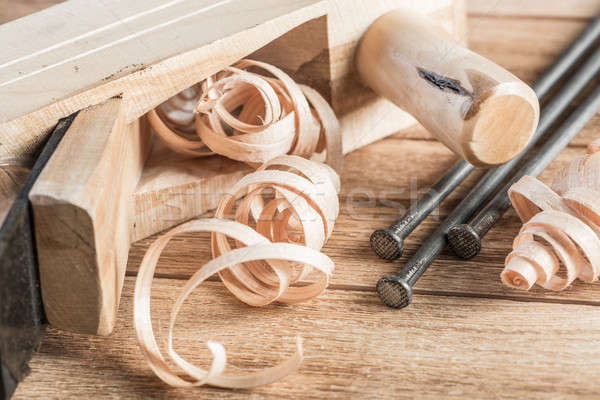 Wooden planer and filings Stock photo © adam121