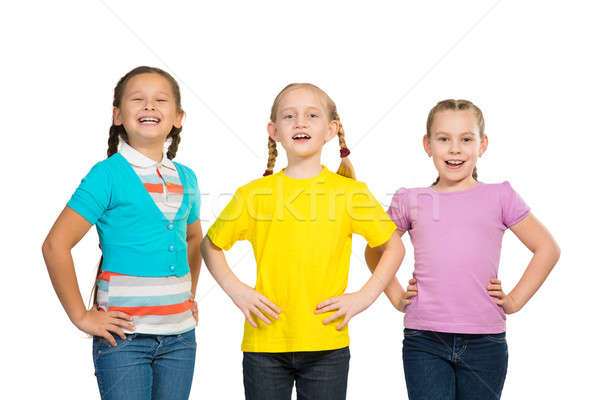 Pequeno grupo meninas suporte mãos sorrir Foto stock © adam121