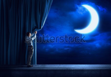 Night sky behind curtain Stock photo © adam121