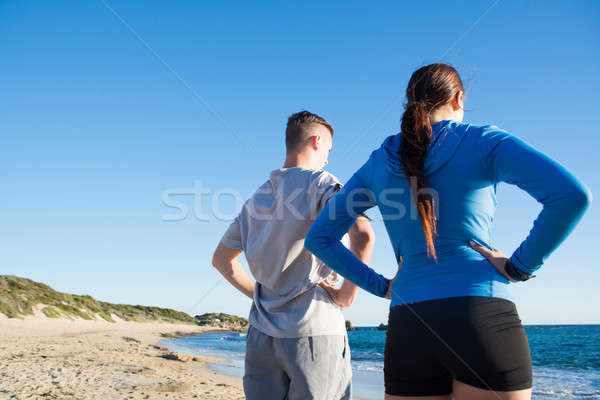 Morgen laufen jungen tätig Paar Jogger Stock foto © adam121