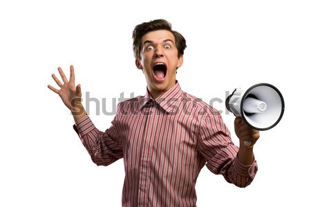 man yells into a megaphone Stock photo © adam121