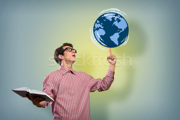 young man with a book thinks Stock photo © adam121
