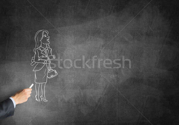 Karikatúra üzletasszony férfi kéz rajz kréta Stock fotó © adam121